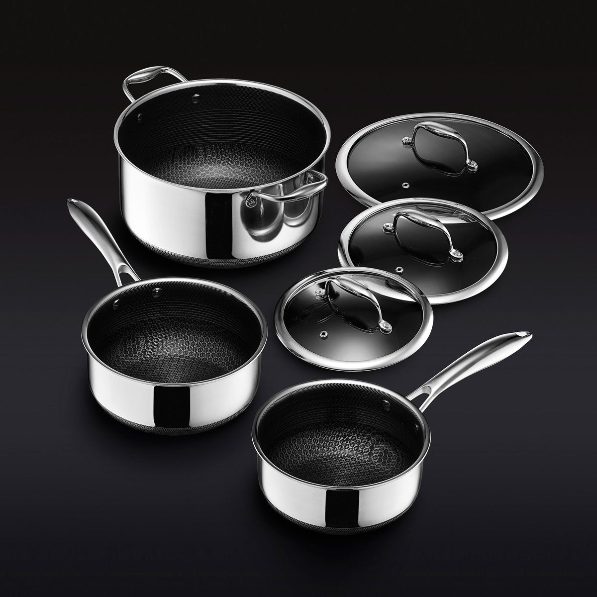 6 Piece Hybrid Non - Stick Cooking Pot Set - Titanpan - 