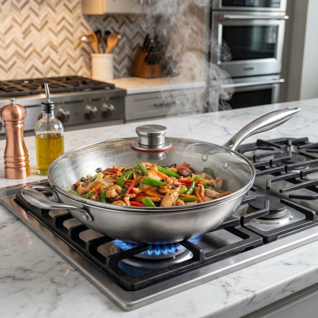 TitanPan™ Hand - Hammered Pure Titanium Wok Pan – Flat Base Edition - Titanpan - Small (10.2