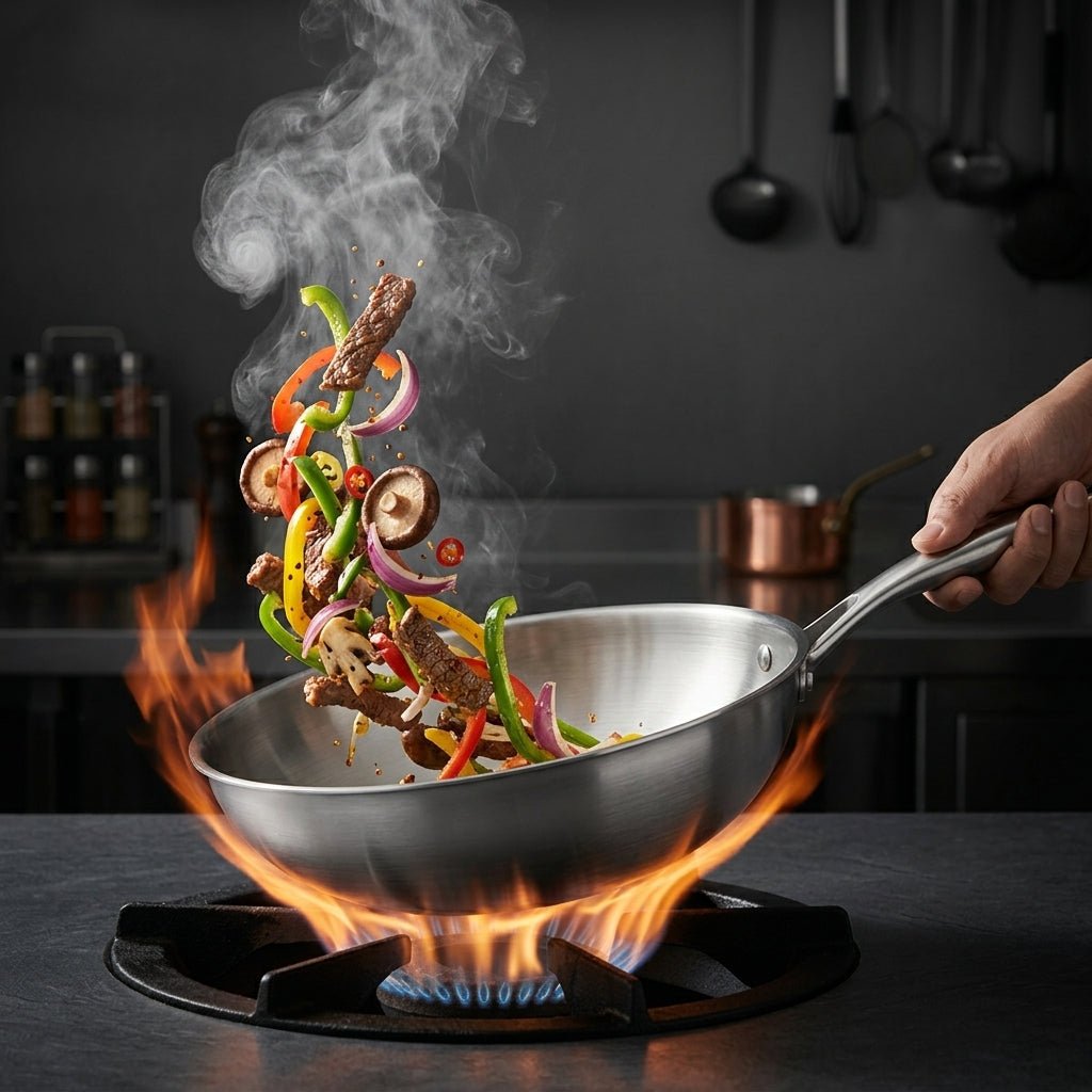 TitanPan™ Hand - Hammered Pure Titanium Wok Pan – Flat Base Edition - Titanpan - Small (10.2")