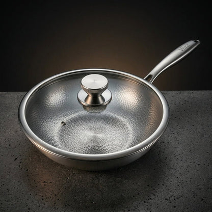 TitanPan™ Hand - Hammered Pure Titanium Wok Pan – Flat Base Edition - Titanpan - Small (10.2")